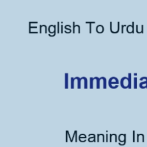 The Meaning of Immediacy in Urdu and English